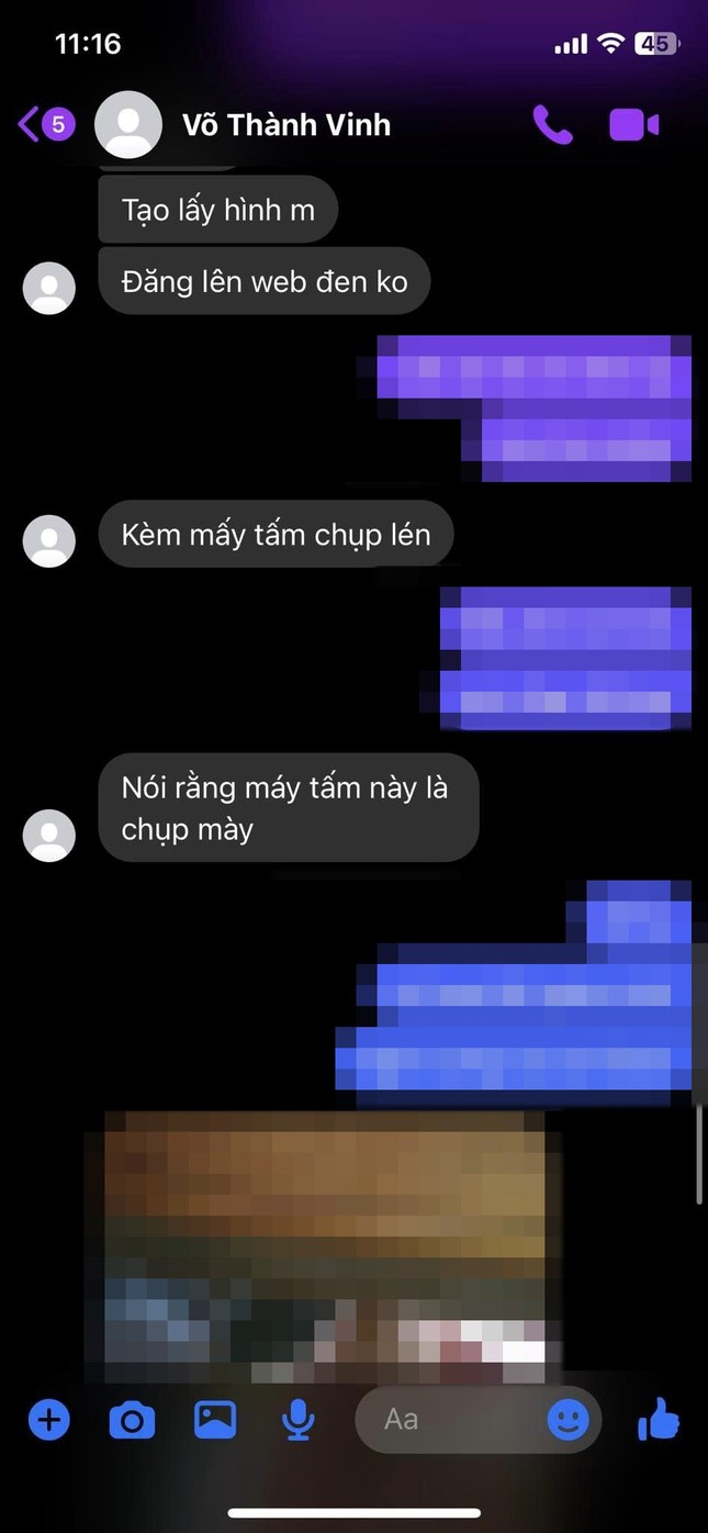 ối tượng nhắn tin dọa tung ảnh 'nóng'. (Ảnh: chụp màn hình điện thoại)