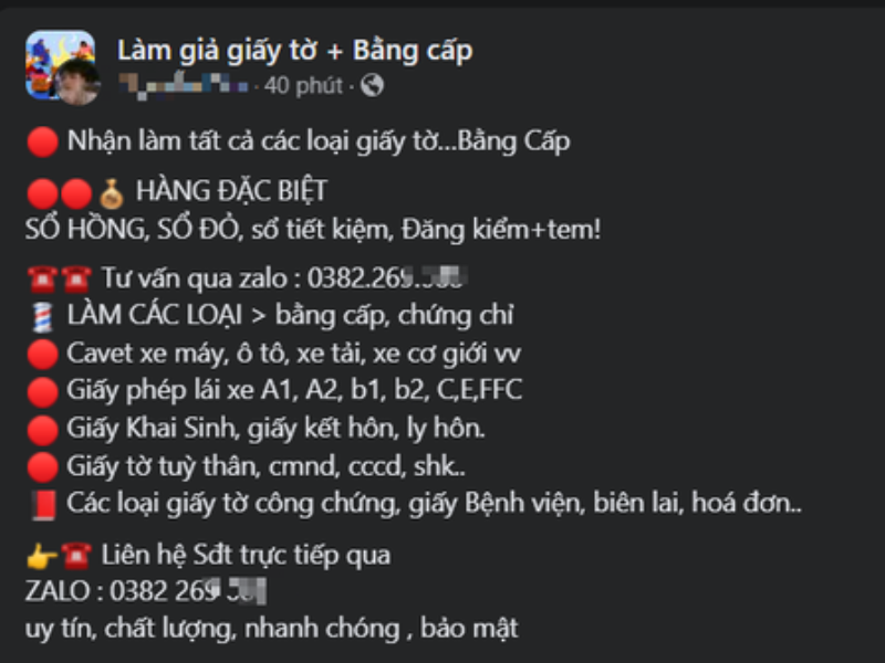 bát nháo hình thức mua bán bằng cấp, giấy tờ giả 02
