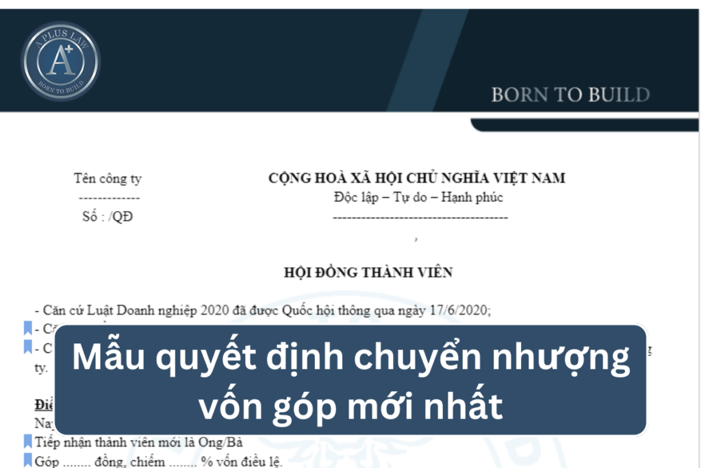 mẫu quyết định chuyển nhượng vốn góp