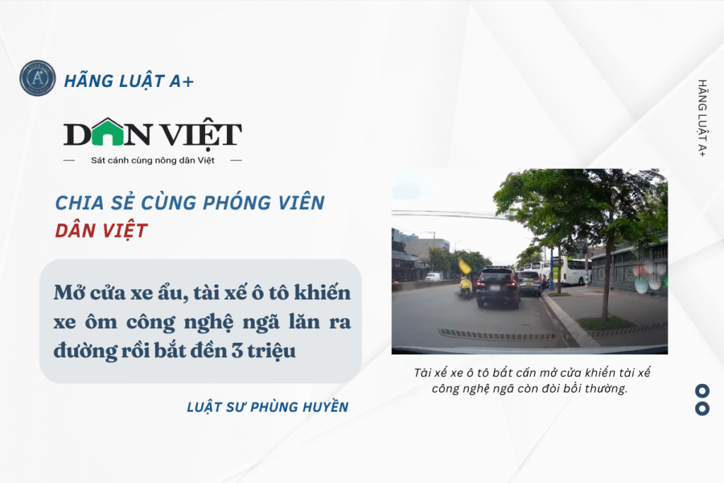 Mở cửa xe ẩu, tài xế ô tô khiến xe ôm công nghệ ngã lăn ra đường rồi bắt đền 3 triệu